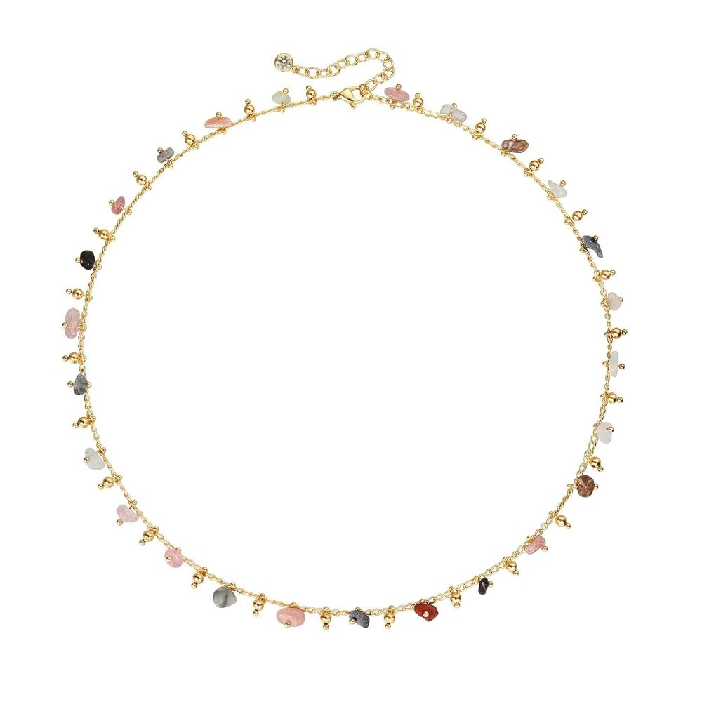 Beaded Necklaces for Women 14K Gold Plated Dainty Colorful Green/Rose